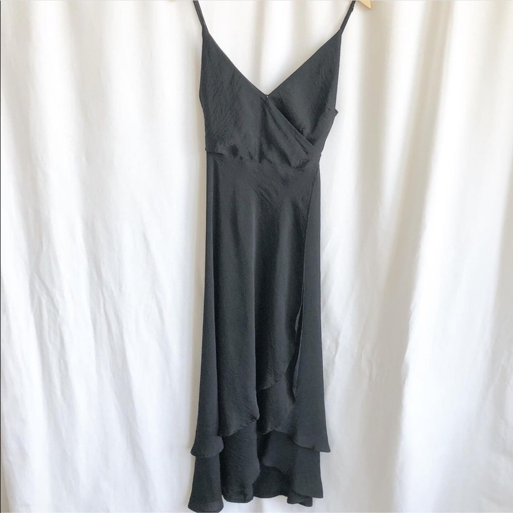 The vintage shop black v-neck midi dress